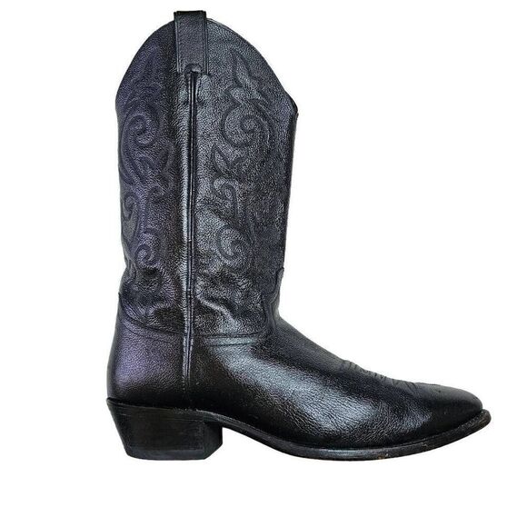 Justin Boots sz 12 D Mens Black Western Leather Rodeo Boots Mid Calf Cowboy - Picture 2 of 14